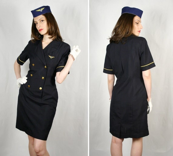 Vintage Authentic Continental Airlines Uniform Stewardess