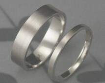 flat edge wedding ring set