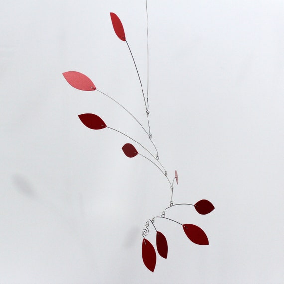 Calder Inspired Red Kinetic Mobile Sculpture Art Mobile in