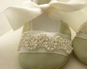 Items similar to Handmade Pale Green Special Occasion Baby Shoes with ...