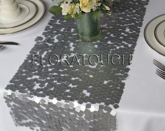 table Table canada Sequin Dazzle Runner runners Silver  Runner in Square Wedding Table