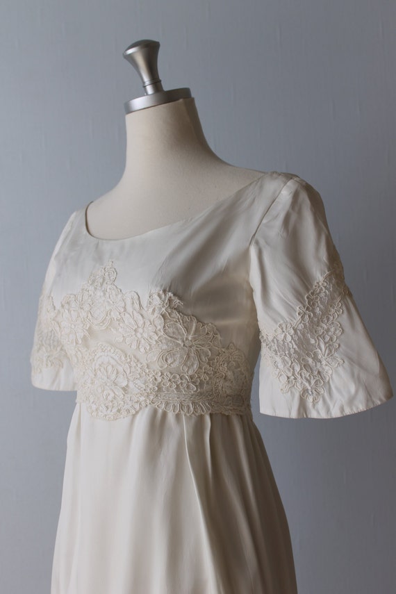 Vintage 1960s Wedding Dress / 60s Bridal Gown / Lace Sheath