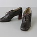 Brogue Shoes / 1970s Oxford Heels / Brogue Oxfords / Slate