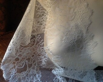 SAMPLE Chantilly Lace Wider Ivory Creme for Bridal Lace Caps, Gowns, Lingerie CH 2