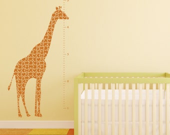 Giraffe Growth Chart Vinyl Wall Decal- Giraffe Puzzle, Sticker, Vinyl Graphic 30019