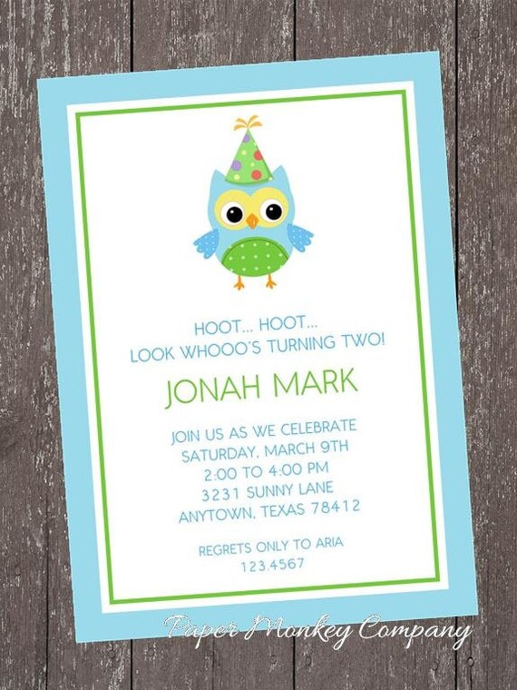 Owl Birthday Invitations - Any Age Il_570xn