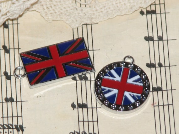 2 British Union Jack Flag Charms - Jewelry, Charms, Scrapbooking, and More