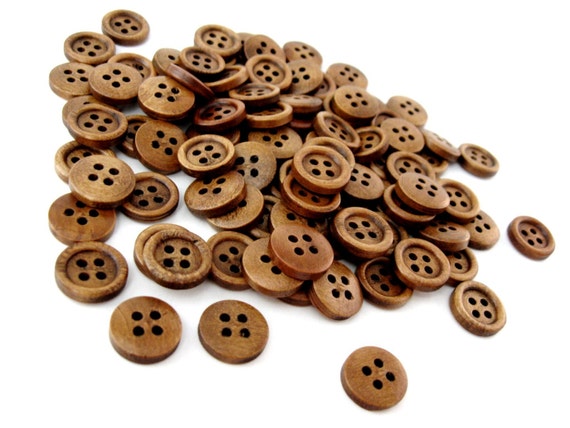 Wholesale Wooden button Brown 4 Holes by AnnyMayCraftSupplies