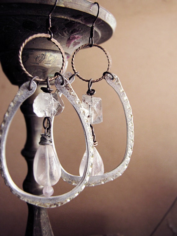 the light supernal - recycled hoop earrings - hammered metal - reclaimed eco friendly jewelry