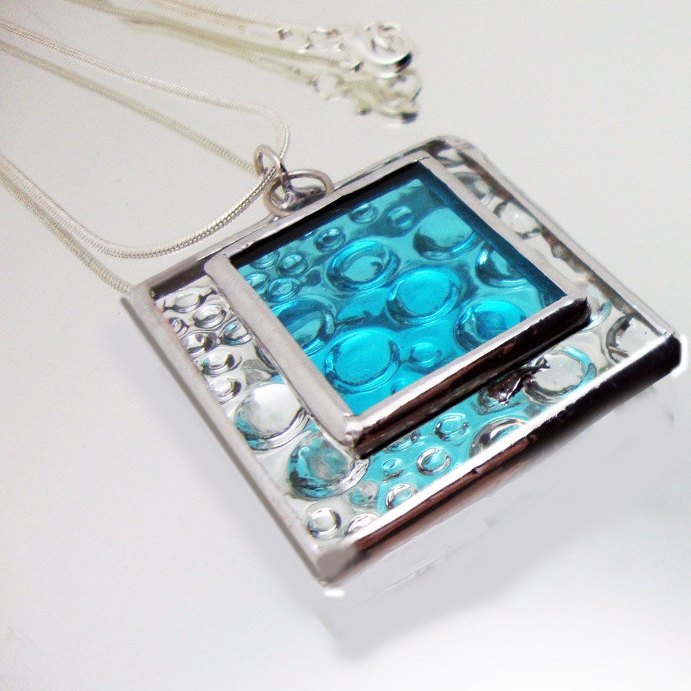 Raindrops Stained Glass Jewelry Necklace by LAGlass on Etsy