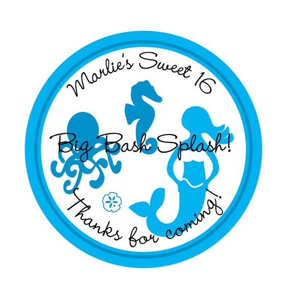 Personalized Stickers, mermaid, Cute, Treat bag labels,Birthday,Sweet, Treats, Labels, Seals, Children, Kids, Favor, Custom, Set of 24 Il_570xn