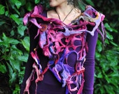 RESERVED for I J - Not For Sale - Felt Melted Candle Dripping Wax Holey Abstract Collared Vest Top OOAK