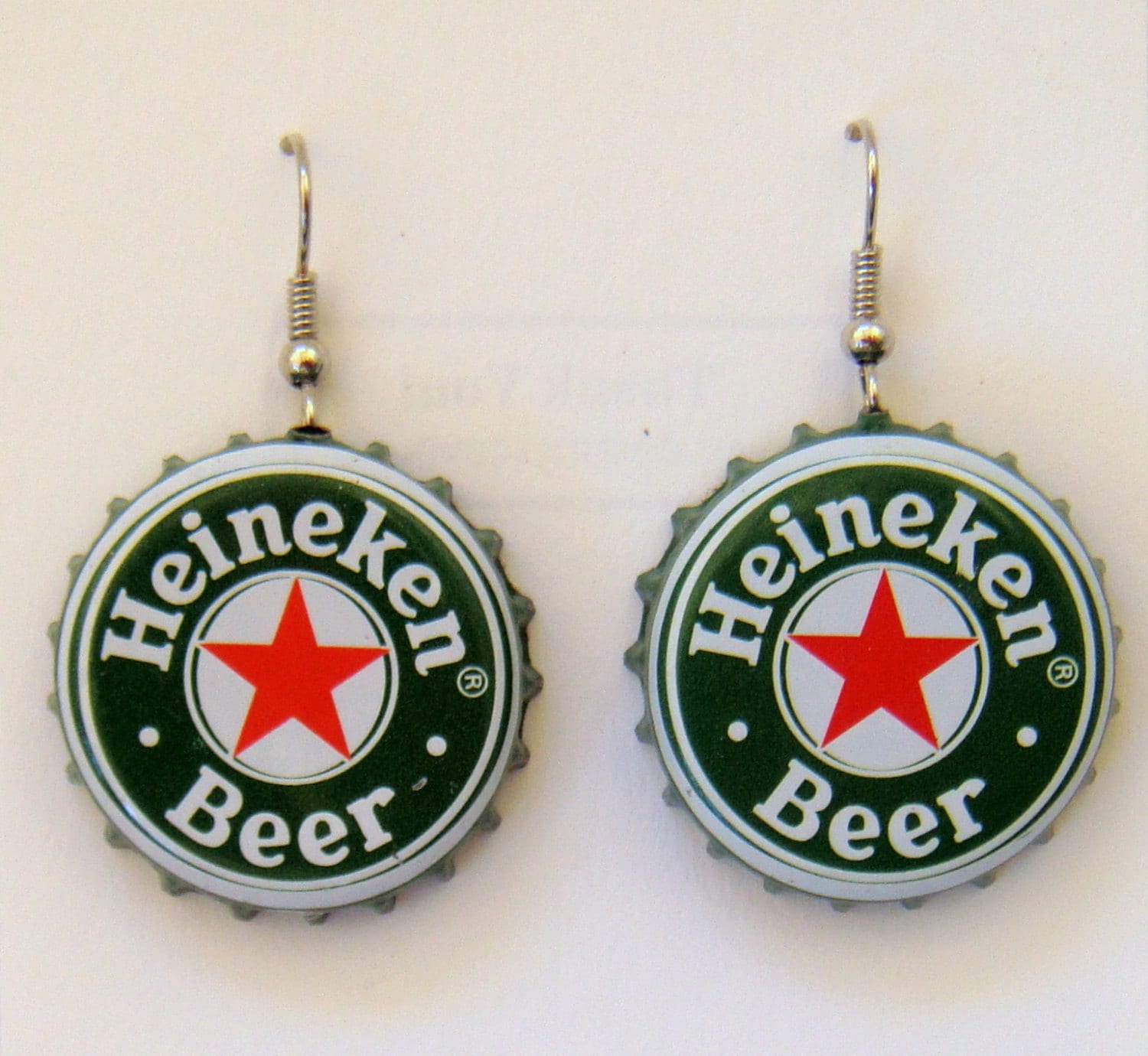 Heineken Beer Upcycled Bottle Cap Earrings
