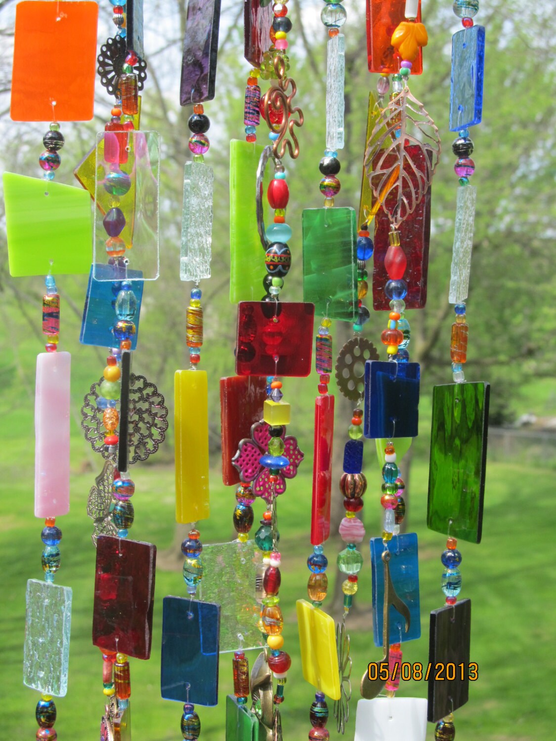 Stained Glass Art Wind Chime Multicolor Colorful Bright