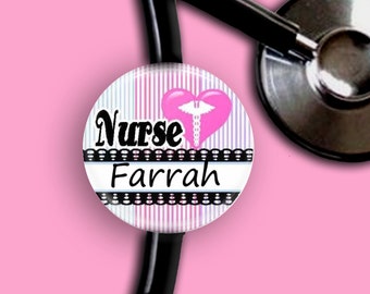 Nurse Stethoscope ID Tag, Custom Nurse Stethoscope Name Tag, Retractable ID Badge Reel, Nurses Badge Reel, Cute Badge Reel,ID Badge Holder