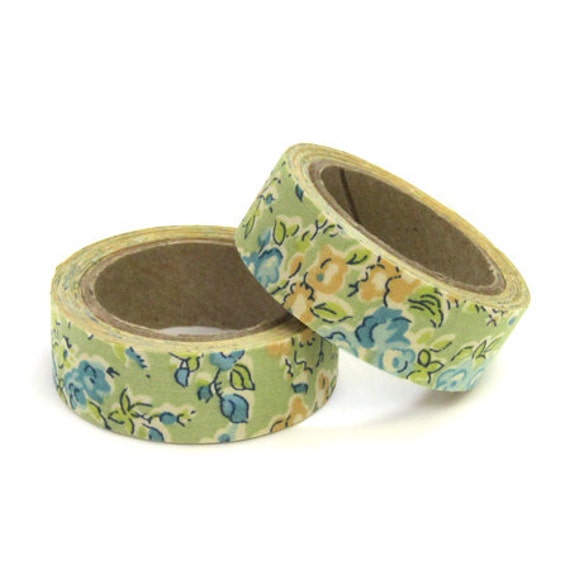 Liberty of London Fabric Masking Tape Tatum in Green Set 2
