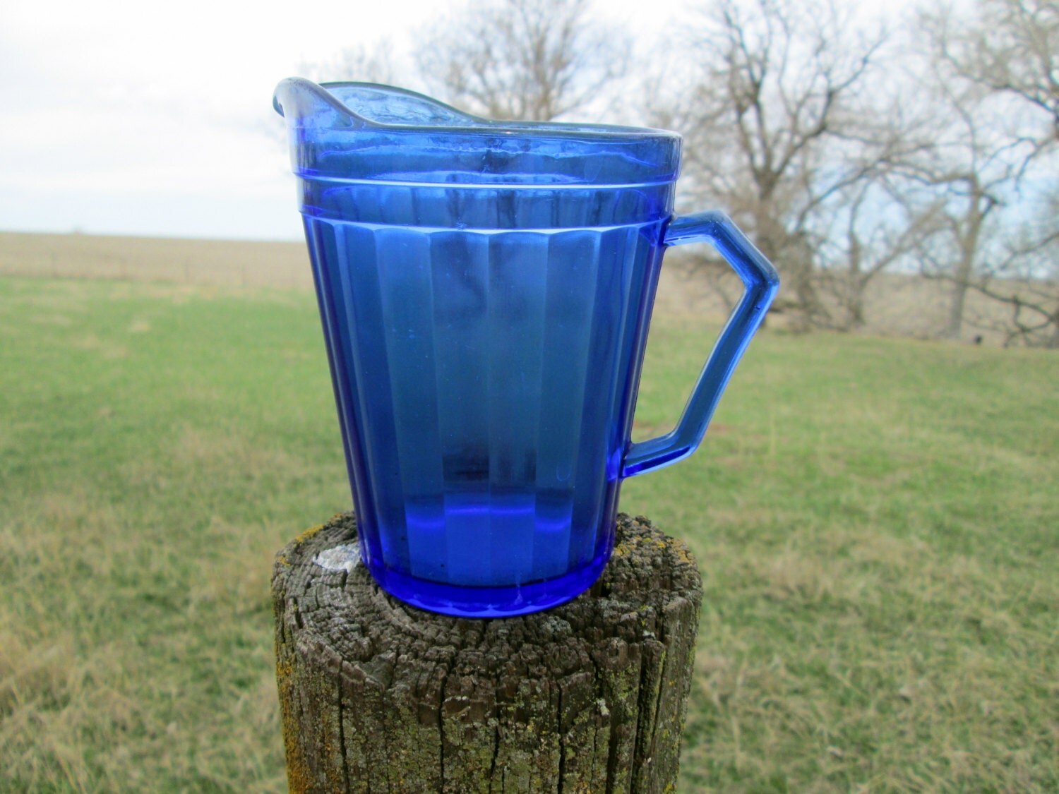 Cobalt Blue Depression Glass Creamer And Sugar Set