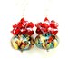 Red Crystal Earrings, Red Turquoise Blue Earrings, Boro Lampwork Earrings, Cluster Earrings, Colorful Earrings, Glass Earrings - Volcano