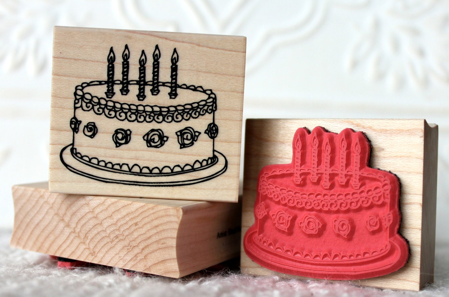 Rosette Birthday Cake rubber stamp from oldislandstamps
