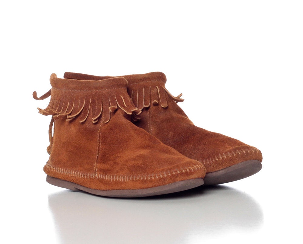 Minnetonka Moccasins 70s SUEDE Leather FRINGE Boho 1970s