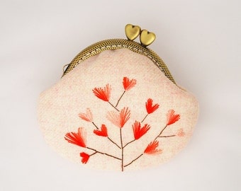 Embroidery Heart Tree Coin Purse
