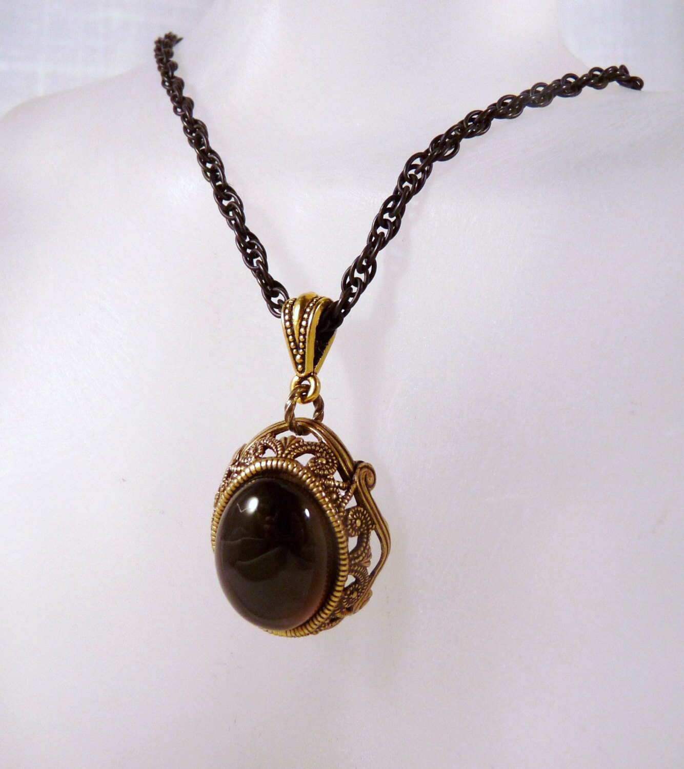 Necklaces Smoky Topaz Quartz Chocolate Brass by JimmareeJewelry