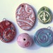 SALE sALe Lot is for 5 Ceramic Bead Pendants and Fleur De Lis Pendant Seashell Pottery Pendant Swirl Pendant NOLA Saints