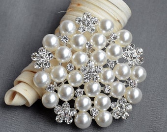 Rhinestone Brooch Pearl Crystal Brooch Bridal Brooch Bouquet Hair Comb Shoe Clip Wedding Cake Invitation DIY Supply BR014
