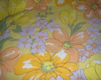 Wonderful and Funky Flower Power Twin Flat Sheet - Reclaimed Bed Linens