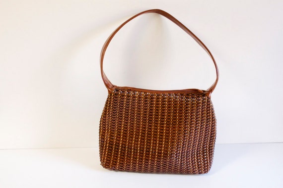 Vintage Brown Nine West woven Purse Handbag by JaanasVintage