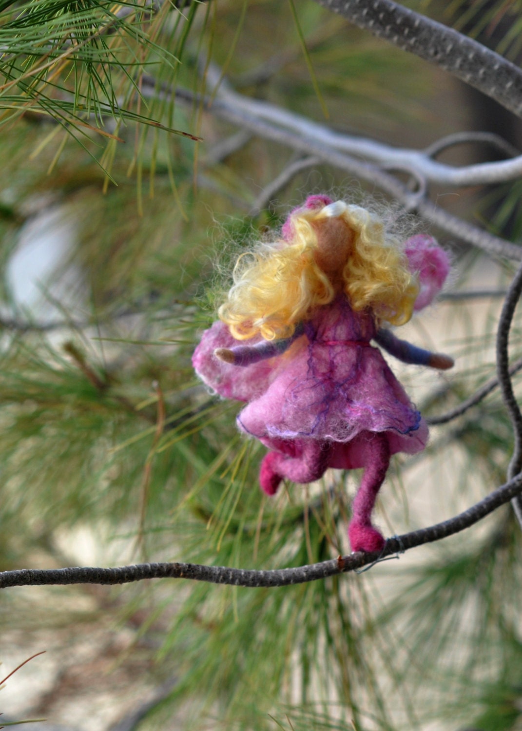 Needle felted Waldorf Little Fairy ornamentChristmas tree