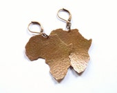 Africa earrings, hammered rustic copper earrings, metalwork dangle earrings, statement earrings
