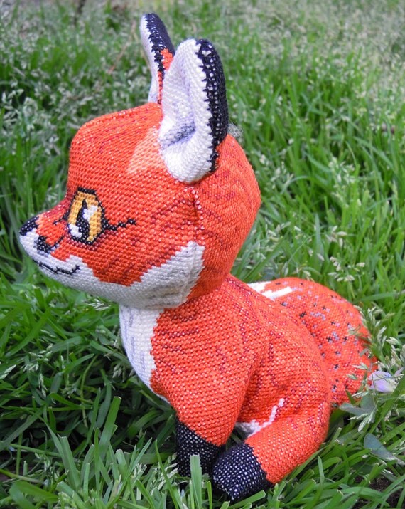 Red Fox 3D Cross Stitch Animal Doll and Sewing Pattern PDF