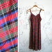 10 DOLLAR SALE Vintage 1970s Red, Blue, Green Plaid spaghetti strap dress