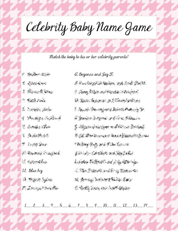 Baby Shower Celebrity Baby Game Famous Parents Game Baby Shower Game