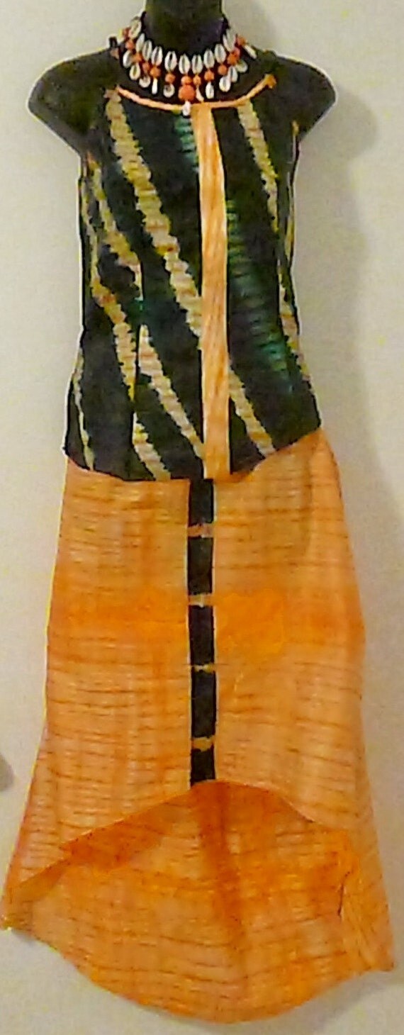 ROQUIA Orange African Batik Hi-Low Skirt Set by soumahstore