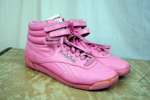 Vintage 80's Reebok Pink New Wave High Tops Sneakers by RogueRetro