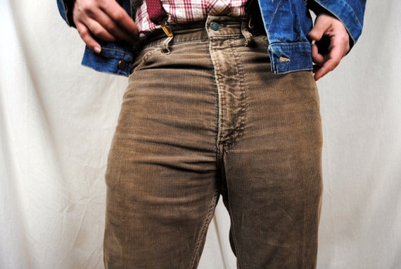 1970s Vintage Levis Corduroy Brown Pants Bell by RogueRetro