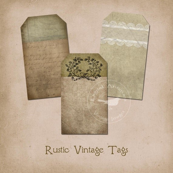 Rustic Vintage Tags Printable Instant Digital Download
