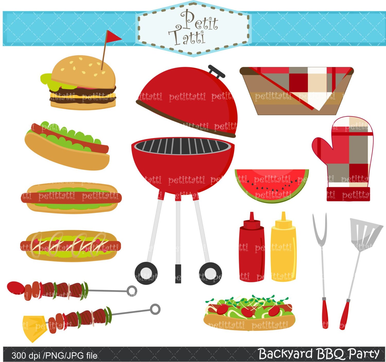 Digital clip art for all use summer BBQ Party by petittatti