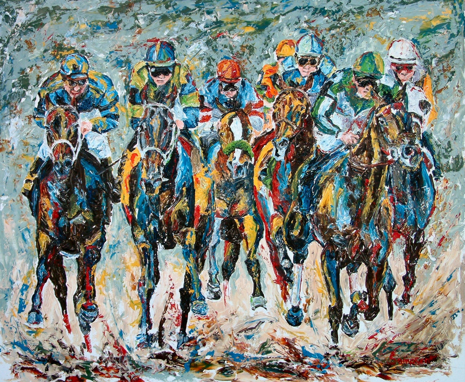 Horse Racing art limited edition print small giclee'