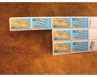 Battle of Yorktown & Virginia Capes 18 Cent 1981 Vintage US Postage Stamp - 8 Stamps