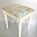 RESERVED for Kristine-French Country Bench, Vintage Bench, Toile, Shabby and Chic, Cottage Chic, Paris Apartment, Ivory Bench, Aqua