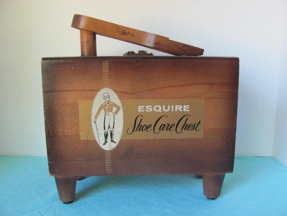 Vintage Esquire Shoe Care Chest Shoe Shine Box