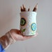 Paper Clip holder - add -on - White pencil holder / painted flowers pen cup / whimsical flowers