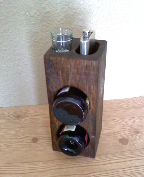 Whiskey Bottle Holder and flask gift set
