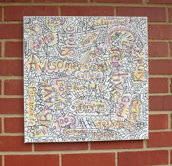 Doodle Art Canvas Art Large Canvas by MichelleandCoVintage