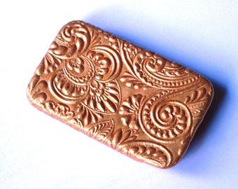 Elegant Gold Paisley Pill Case