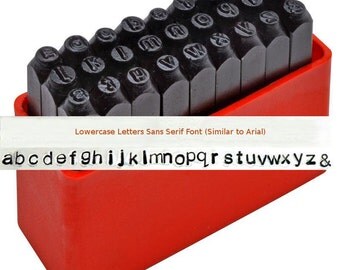 Letter Punch Tools Lower case 1/16 inch 1.5mm Alphabet Sans Serif ARIAL Font LowerCase Steel Metal Stamp Set for Making Hand Stamp Jewelry