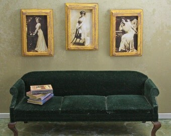 Doll House Wall Hanging - Victorian Ladies - Gold Frame - Set of Three